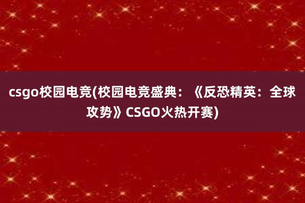 csgo校园电竞(校园电竞盛典：《反恐精英：全球攻势》CSGO火热开赛)