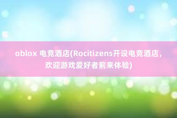 oblox 电竞酒店(Rocitizens开设电竞酒店，欢迎游戏爱好者前来体验)