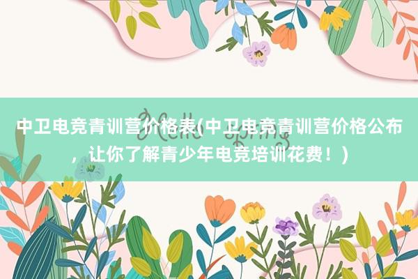 中卫电竞青训营价格表(中卫电竞青训营价格公布，让你了解青少年电竞培训花费！)