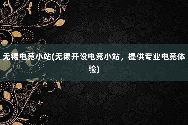 无锡电竞小站(无锡开设电竞小站，提供专业电竞体验)