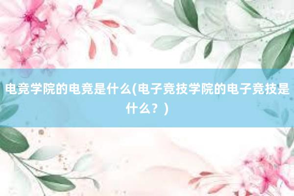 电竞学院的电竞是什么(电子竞技学院的电子竞技是什么？)