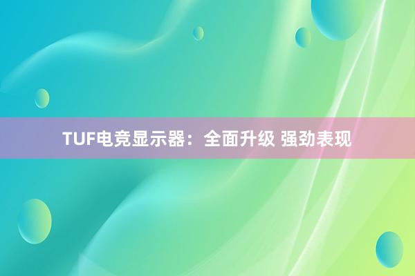 TUF电竞显示器：全面升级 强劲表现