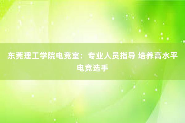 东莞理工学院电竞室：专业人员指导 培养高水平电竞选手