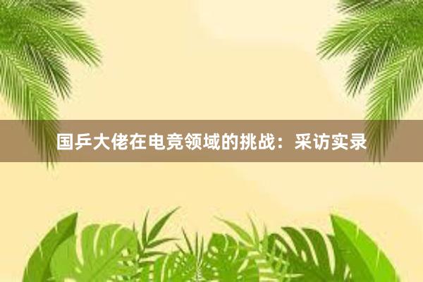 国乒大佬在电竞领域的挑战：采访实录