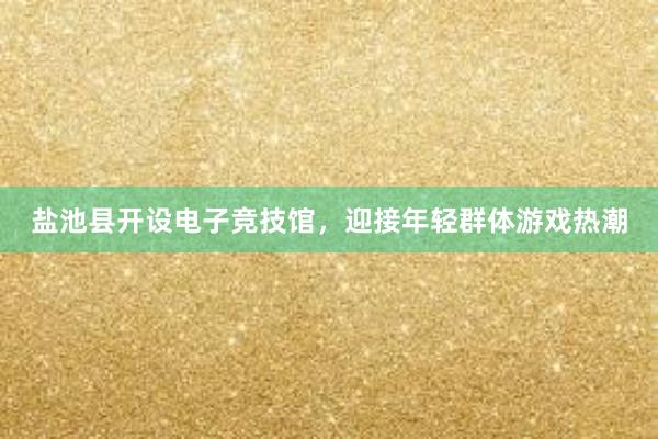 盐池县开设电子竞技馆，迎接年轻群体游戏热潮