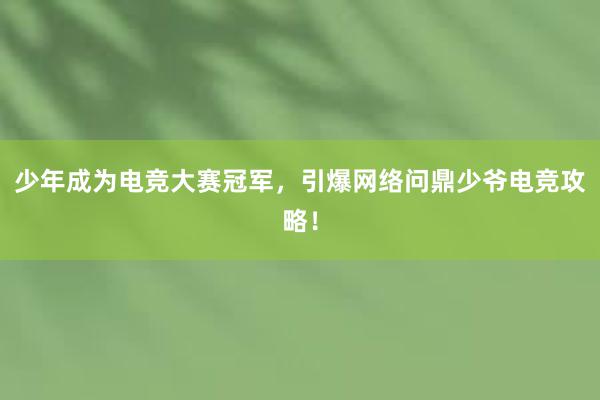 少年成为电竞大赛冠军，引爆网络问鼎少爷电竞攻略！